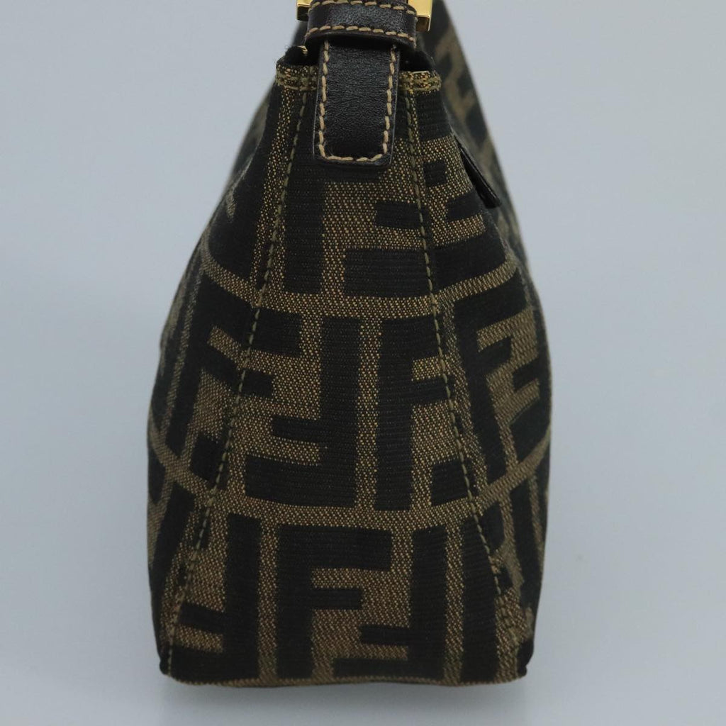 FENDI Zucca Canvas Hand Bag Brown Black gold 111098
