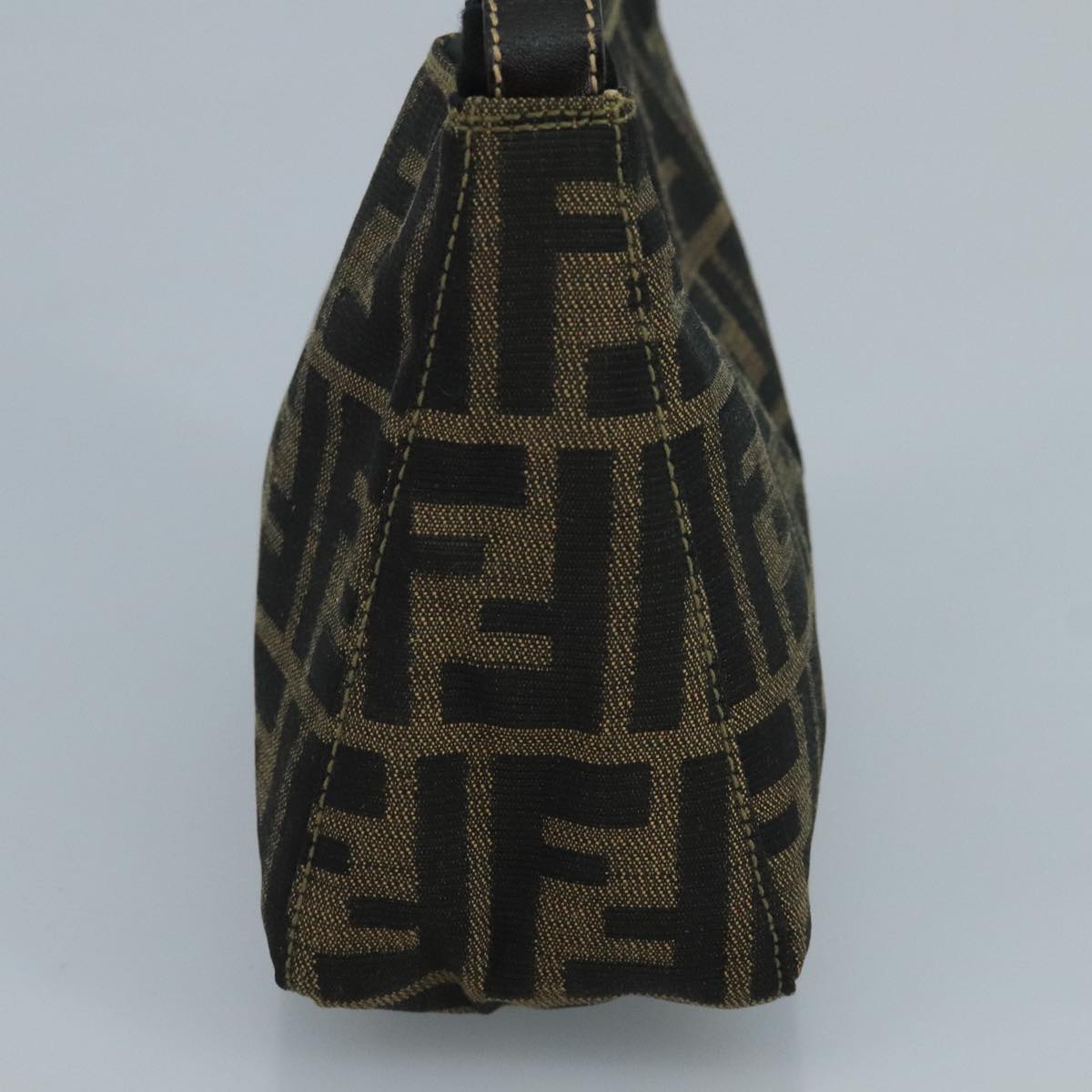 FENDI Zucca Canvas Hand Bag Brown Black gold 111098