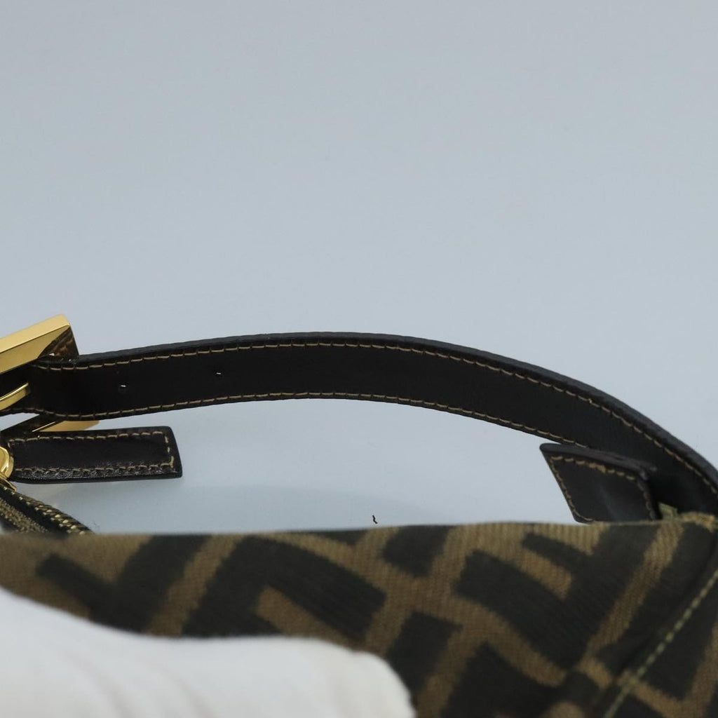 FENDI Zucca Canvas Hand Bag Brown Black gold 111098