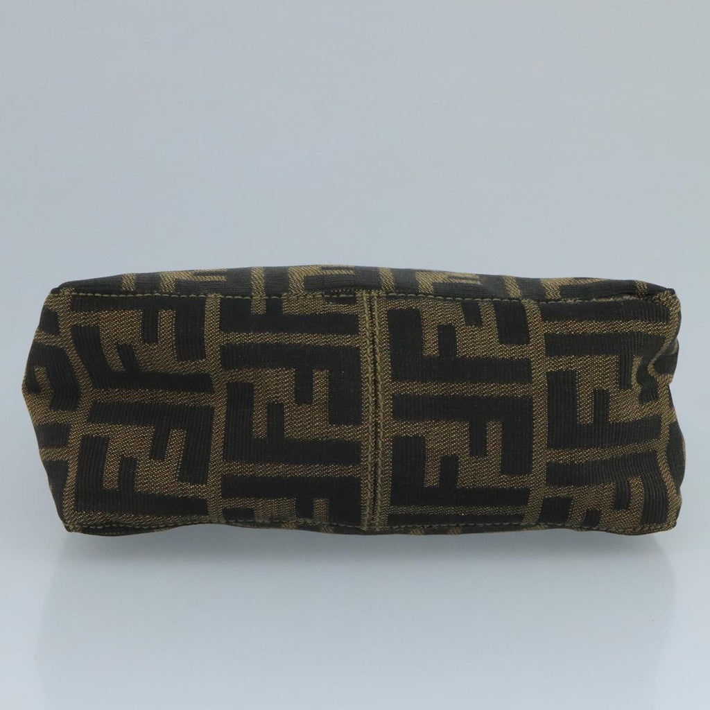 FENDI Zucca Canvas Hand Bag Brown Black gold 111098