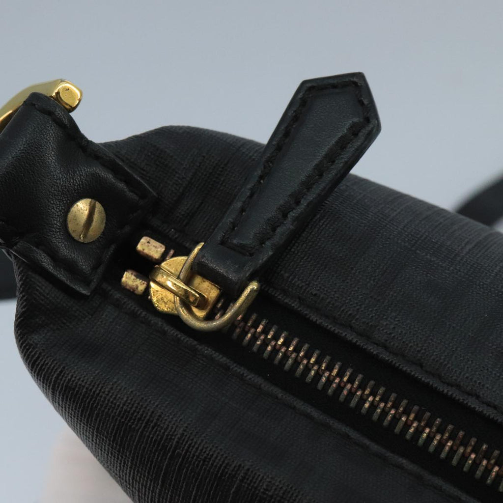FENDI Zucchino Canvas Shoulder Bag Gold Black 111182