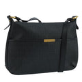 FENDI Zucchino Canvas Shoulder Bag Gold Black 111182