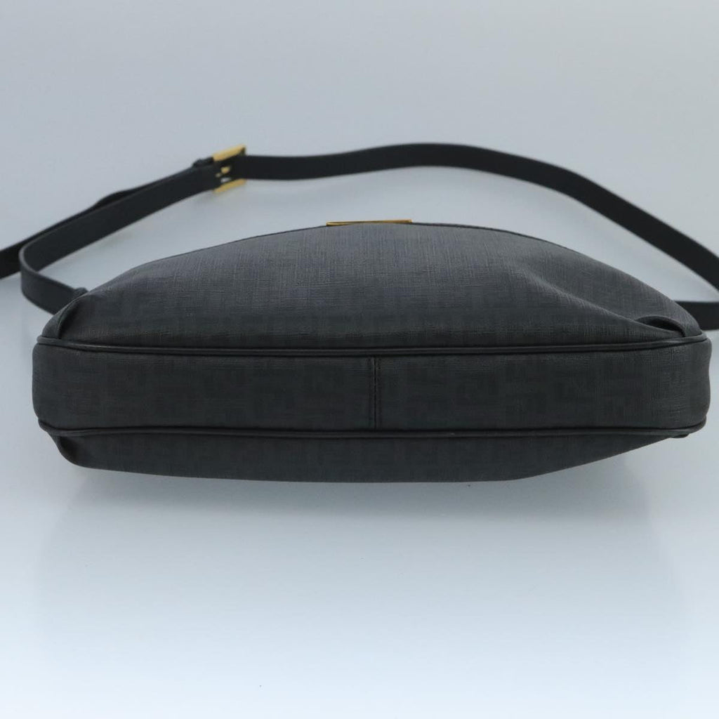 FENDI Zucchino Canvas Shoulder Bag Gold Black 111182