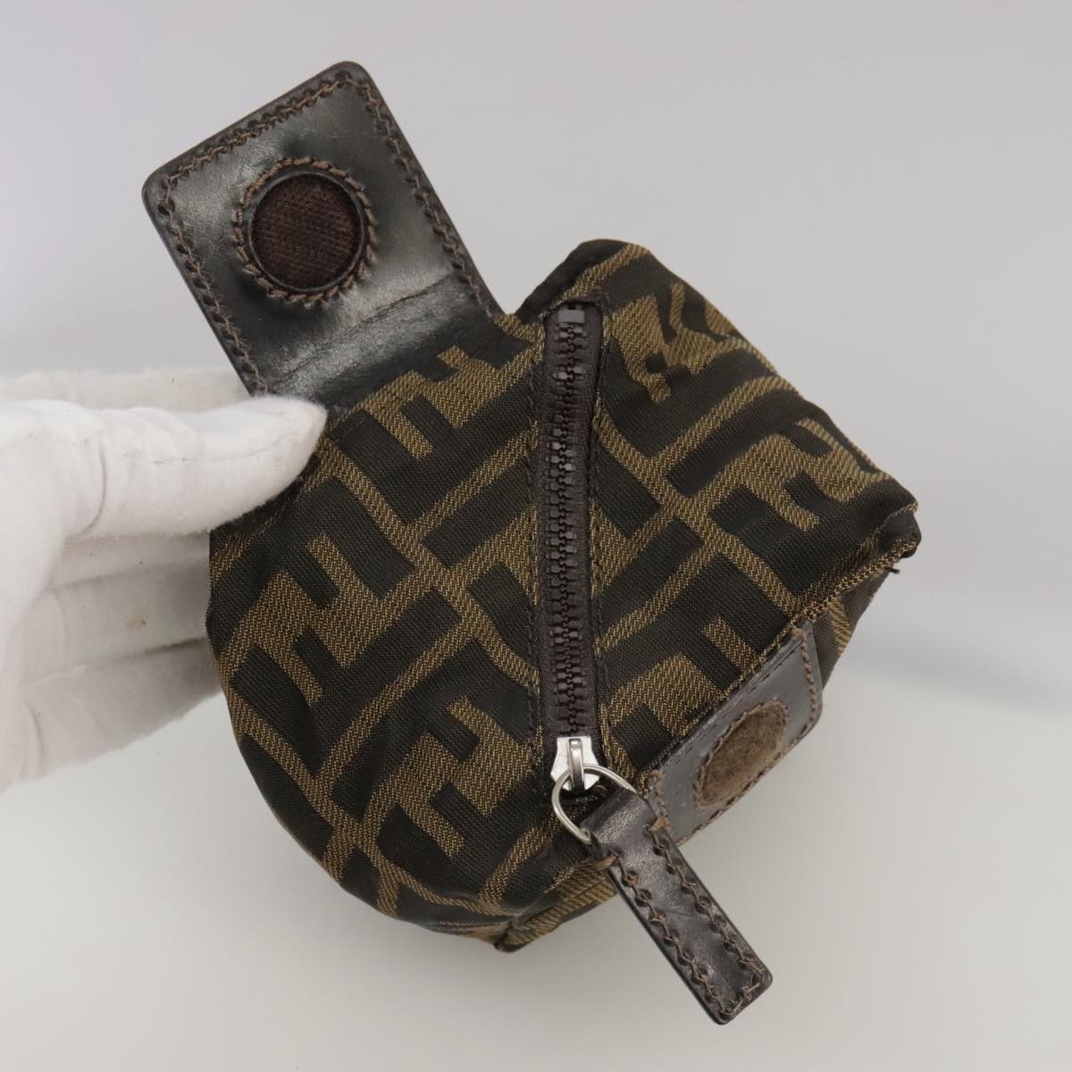 FENDI Zucca Canvas Pouch Brown Black 111183
