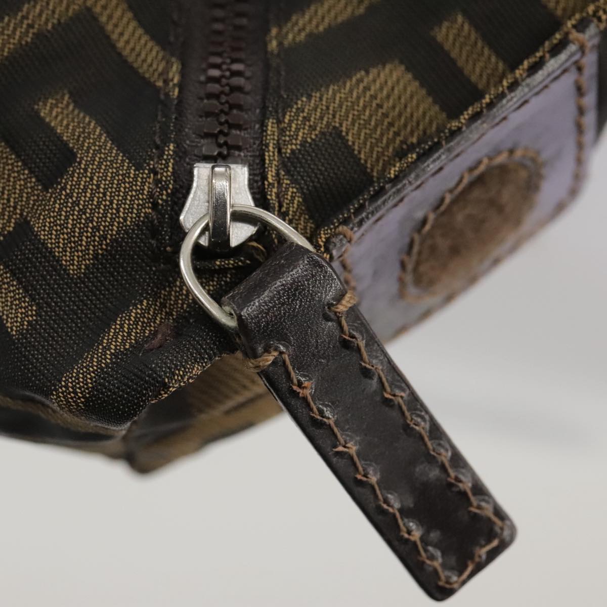 FENDI Zucca Canvas Pouch Brown Black 111183