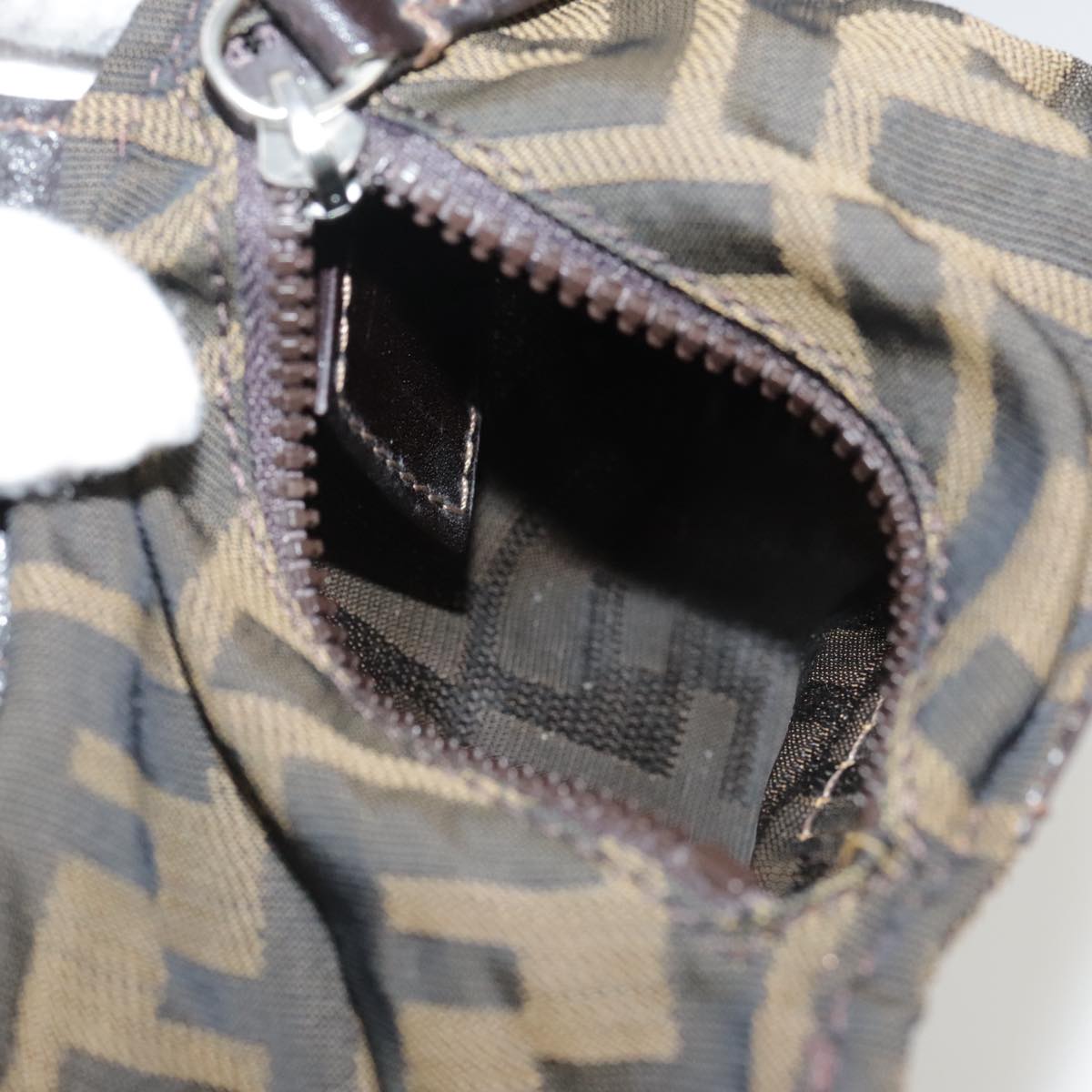 FENDI Zucca Canvas Pouch Brown Black 111183