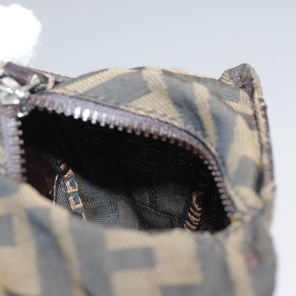 FENDI Zucca Canvas Pouch Brown Black 111183