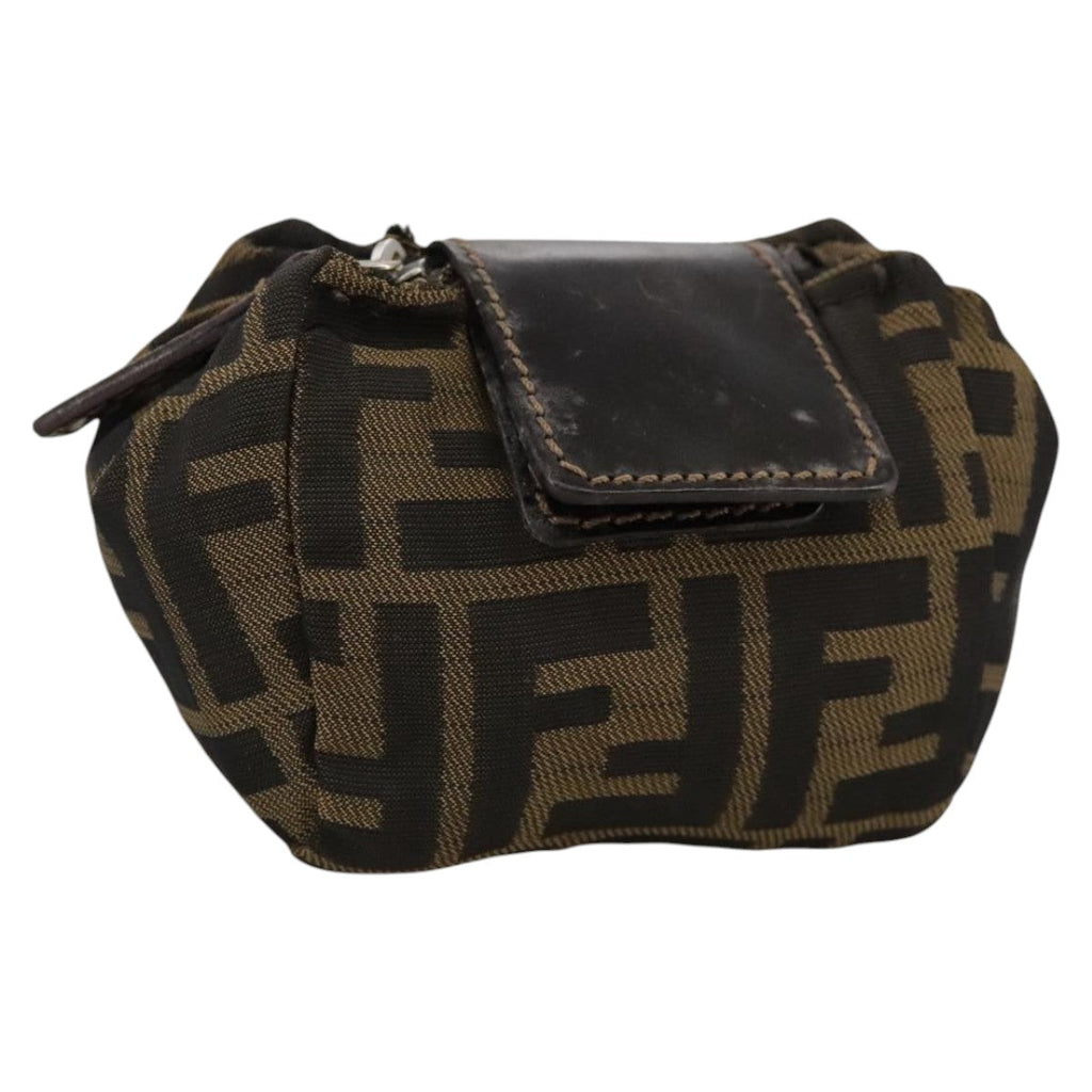 FENDI Zucca Canvas Pouch Brown Black 111183