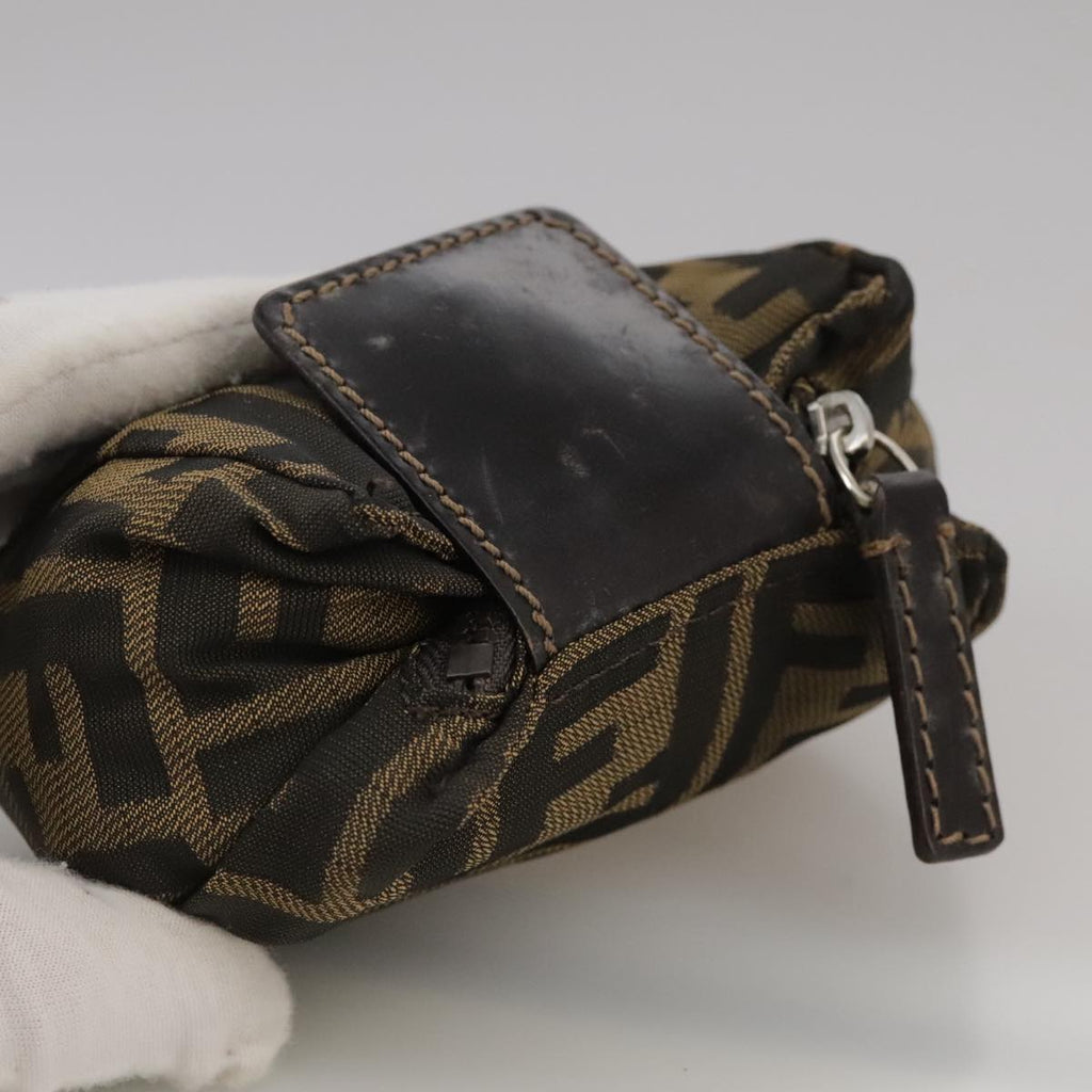 FENDI Zucca Canvas Pouch Brown Black 111183