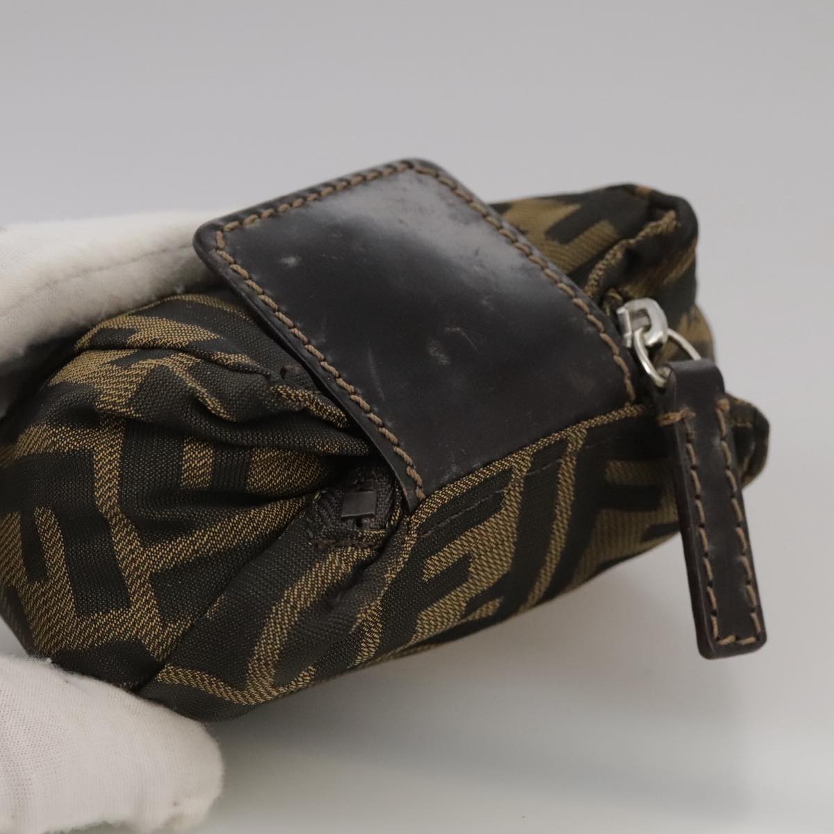 FENDI Zucca Canvas Pouch Brown Black 111183