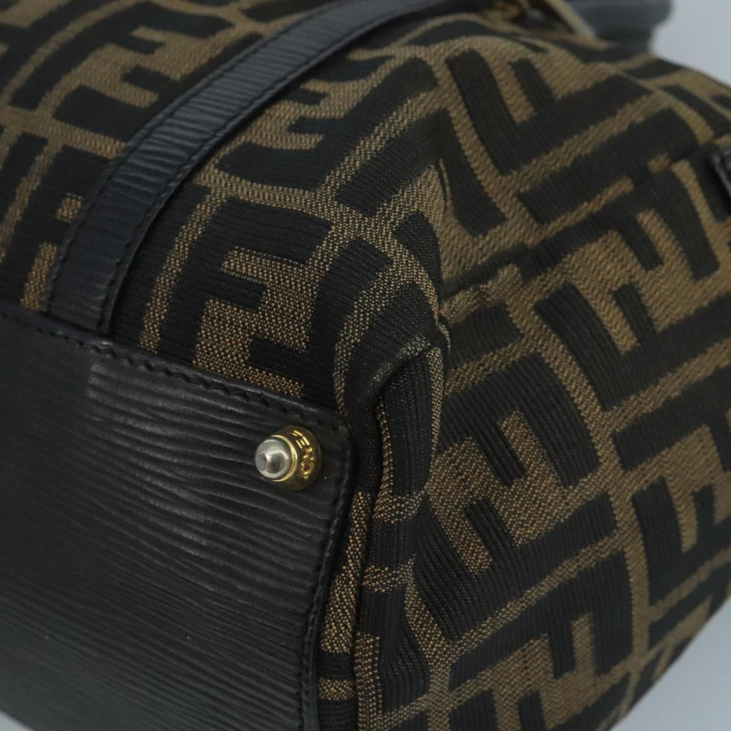 FENDI Zucca Canvas Hand Bag Brown Black 111184