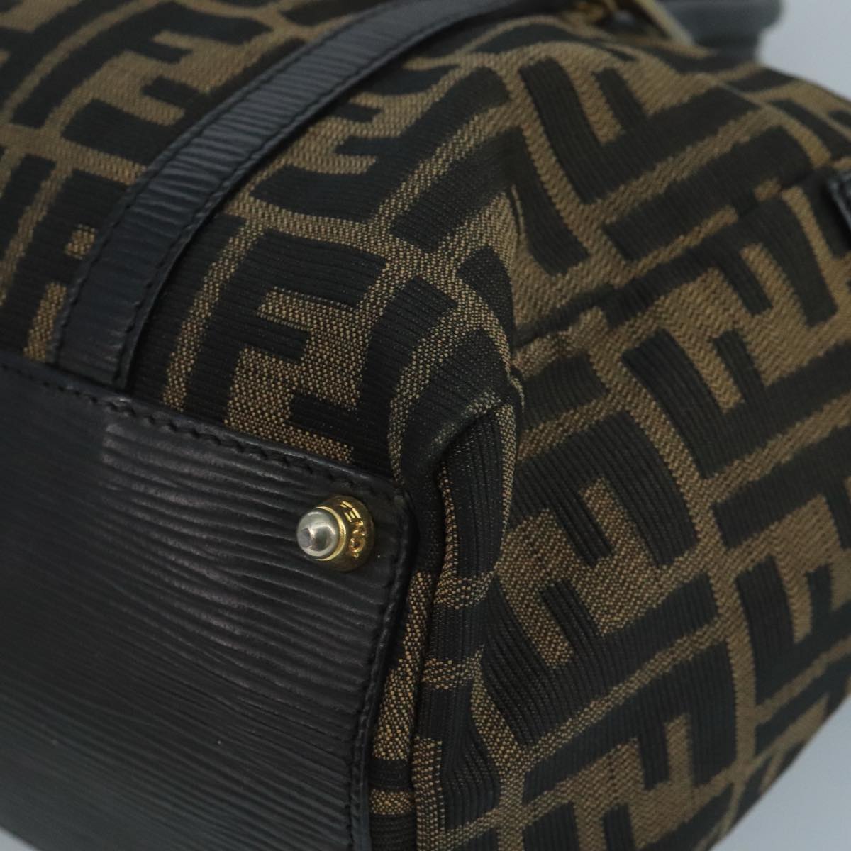 FENDI Zucca Canvas Hand Bag Brown Black 111184