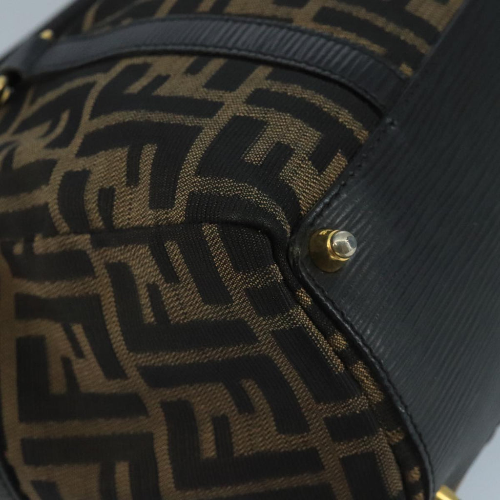 FENDI Zucca Canvas Hand Bag Brown Black 111184