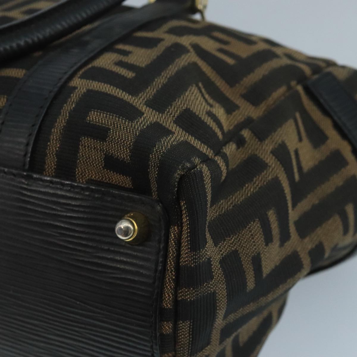 FENDI Zucca Canvas Hand Bag Brown Black 111184