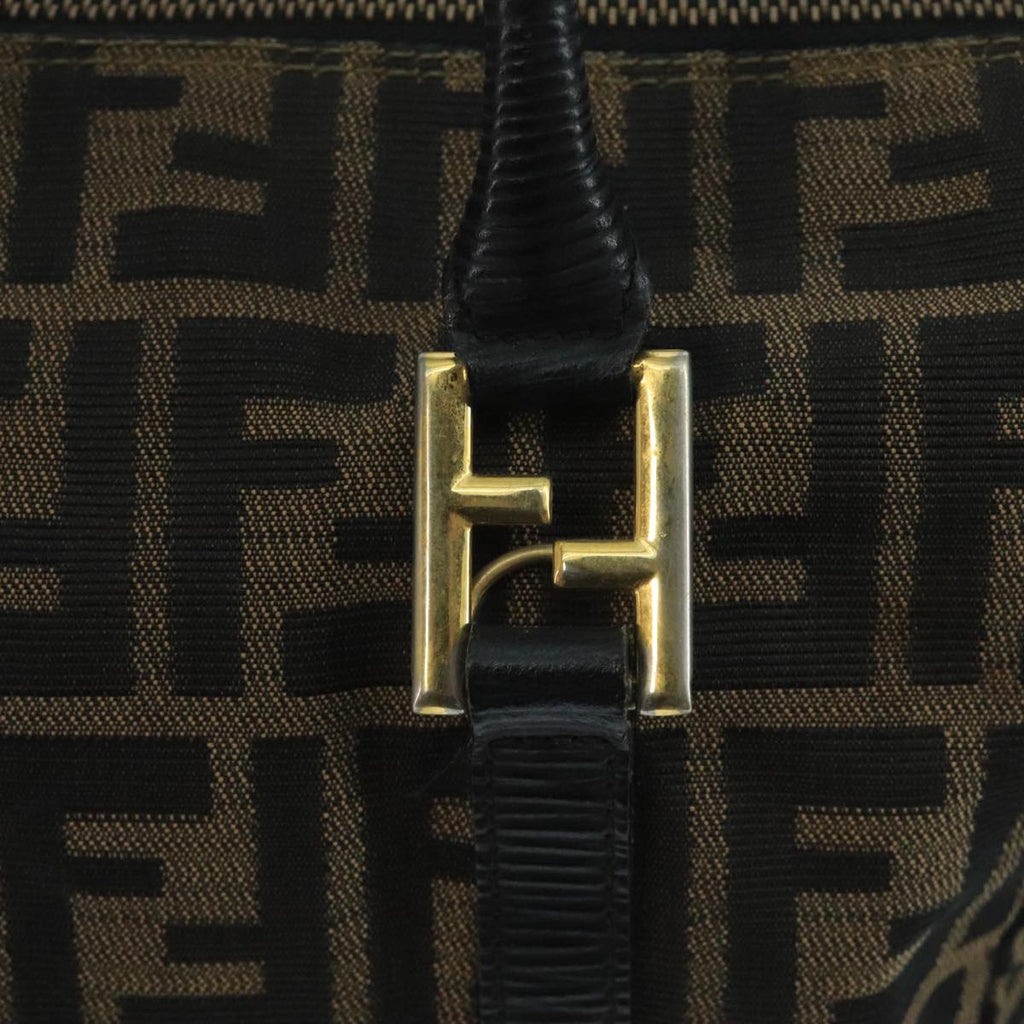 FENDI Zucca Canvas Hand Bag Brown Black 111184