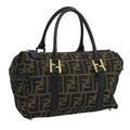 FENDI Zucca Canvas Hand Bag Brown Black 111184