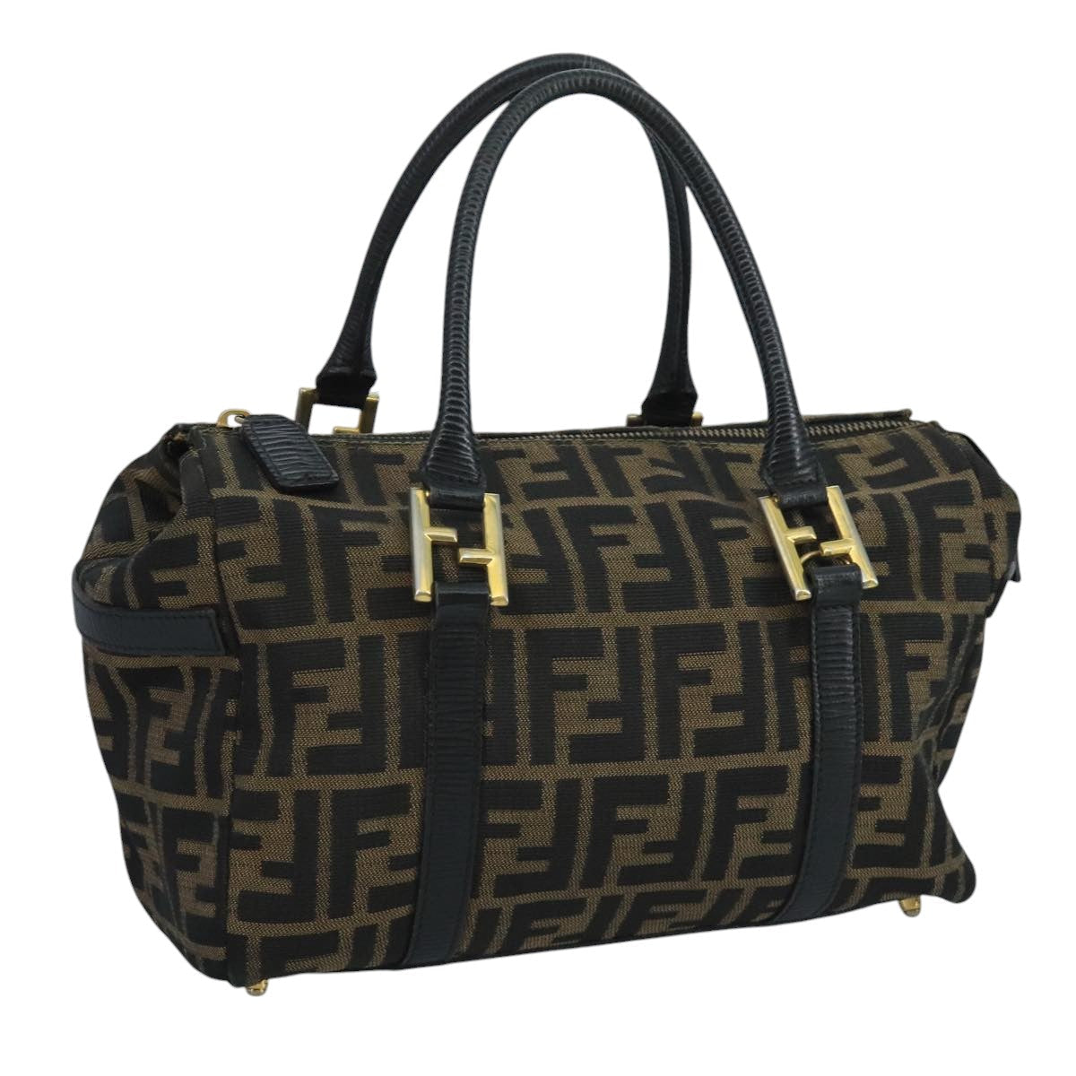 FENDI Zucca Canvas Hand Bag Brown Black 111184