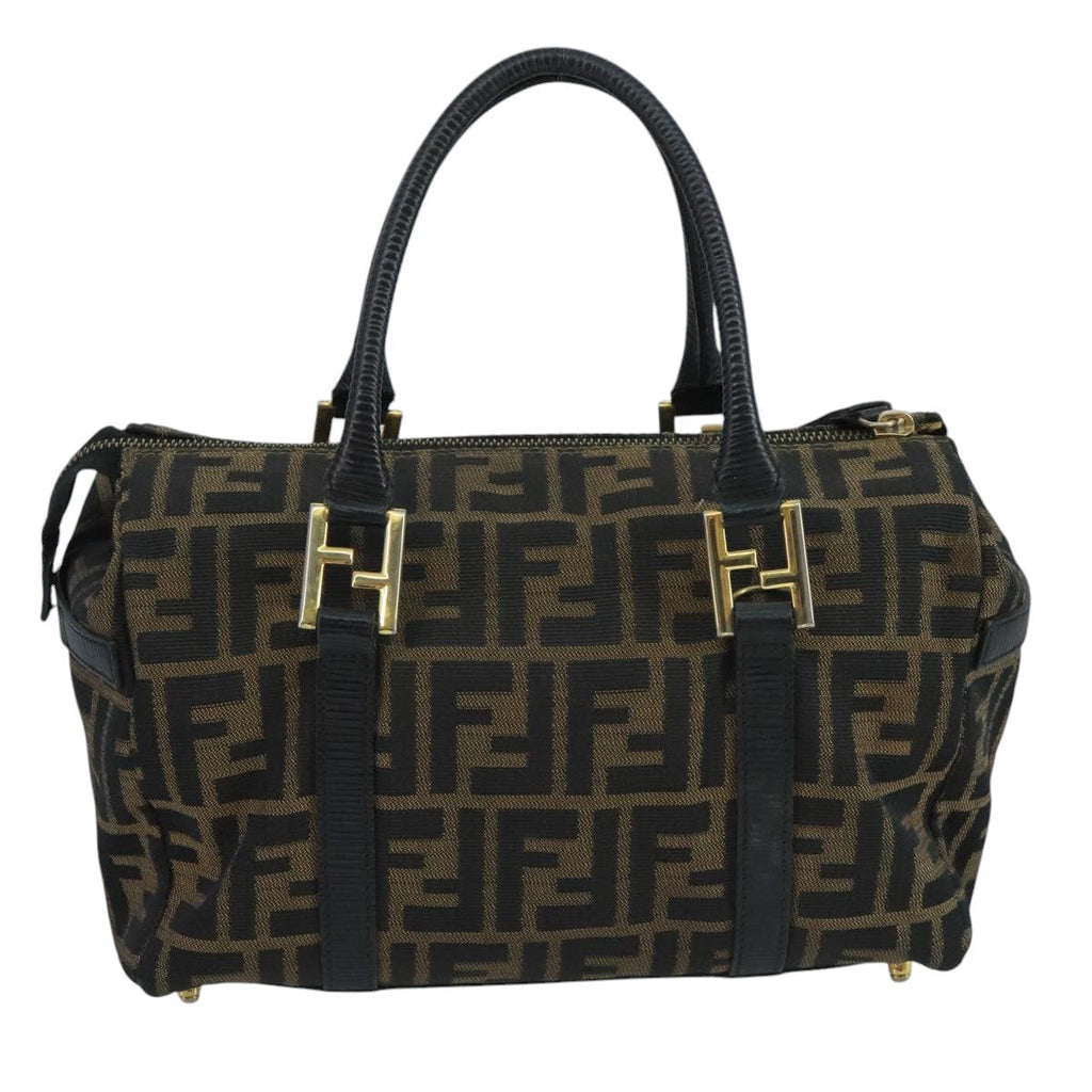 FENDI Zucca Canvas Hand Bag Brown Black 111184