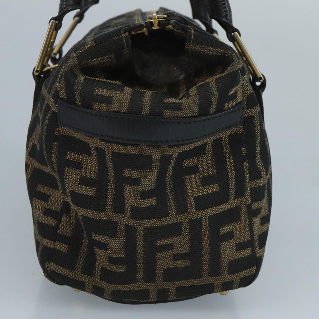 FENDI Zucca Canvas Hand Bag Brown Black 111184