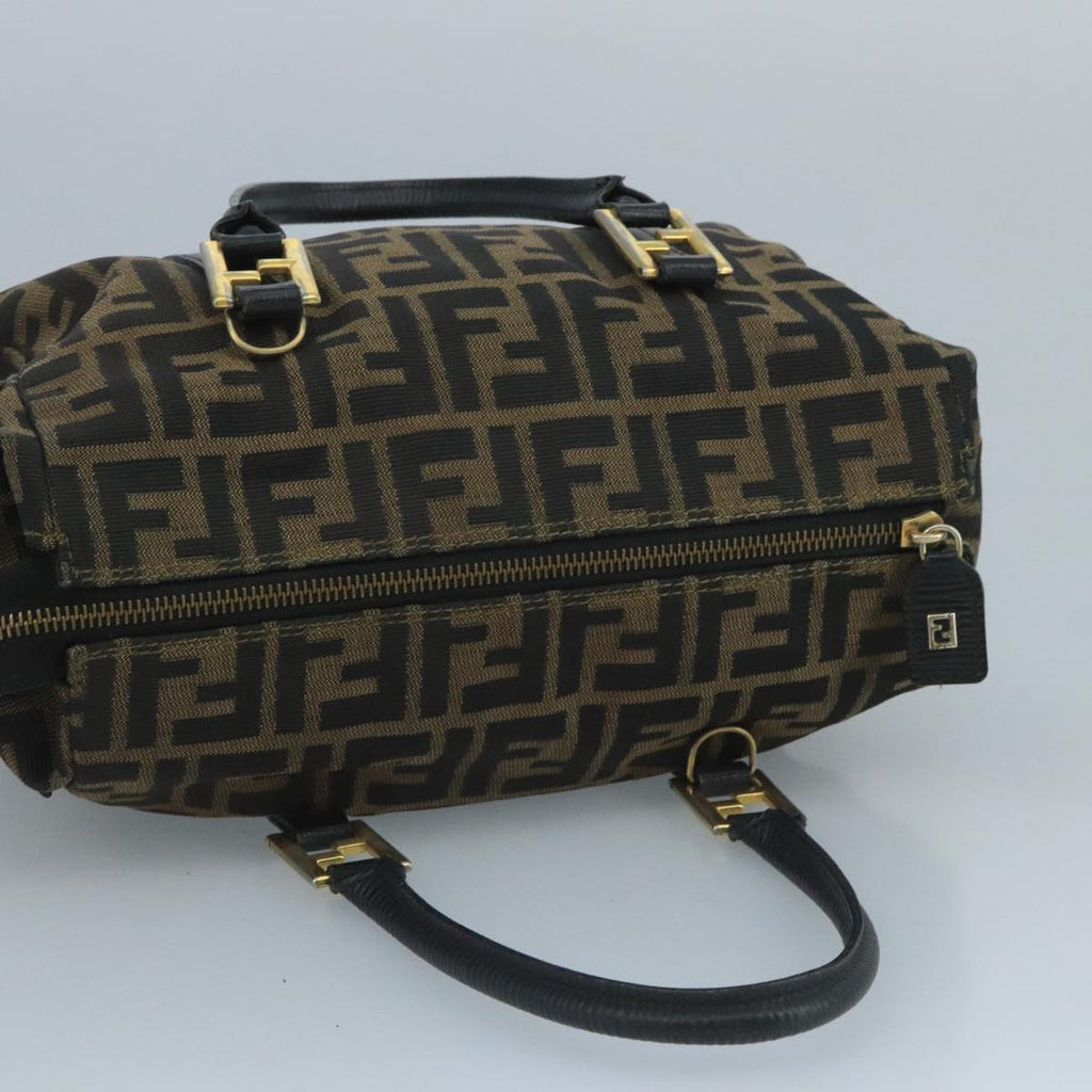 FENDI Zucca Canvas Hand Bag Brown Black 111184