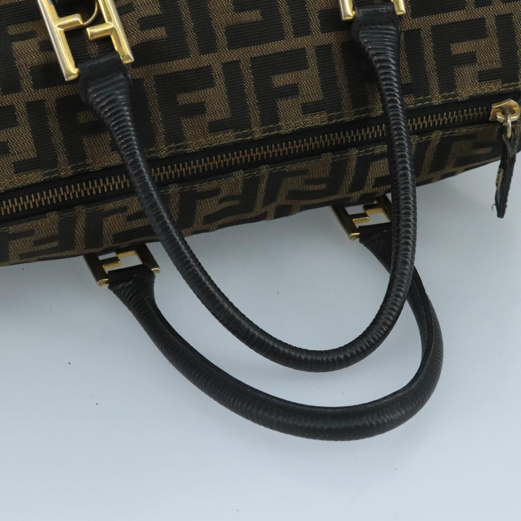 FENDI Zucca Canvas Hand Bag Brown Black 111184