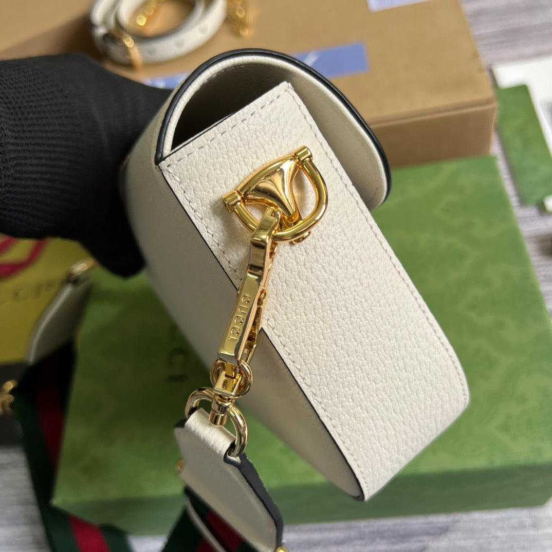 gg x Adidas Horsebit 1955 Mini Bag White For Women, Women’s Bags 8.1in/21cm gg 658574 U3ZDG 8727