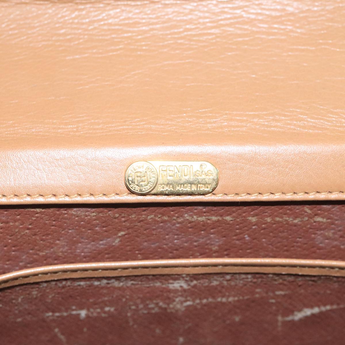 FENDI Hand Bag Leather Beige 111309