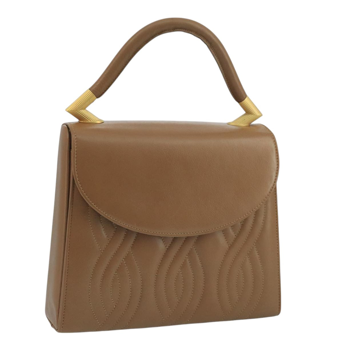 FENDI Hand Bag Leather Beige 111309