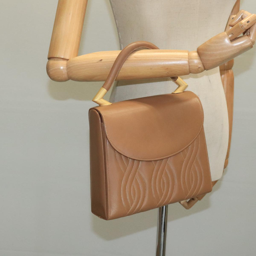 FENDI Hand Bag Leather Beige 111309