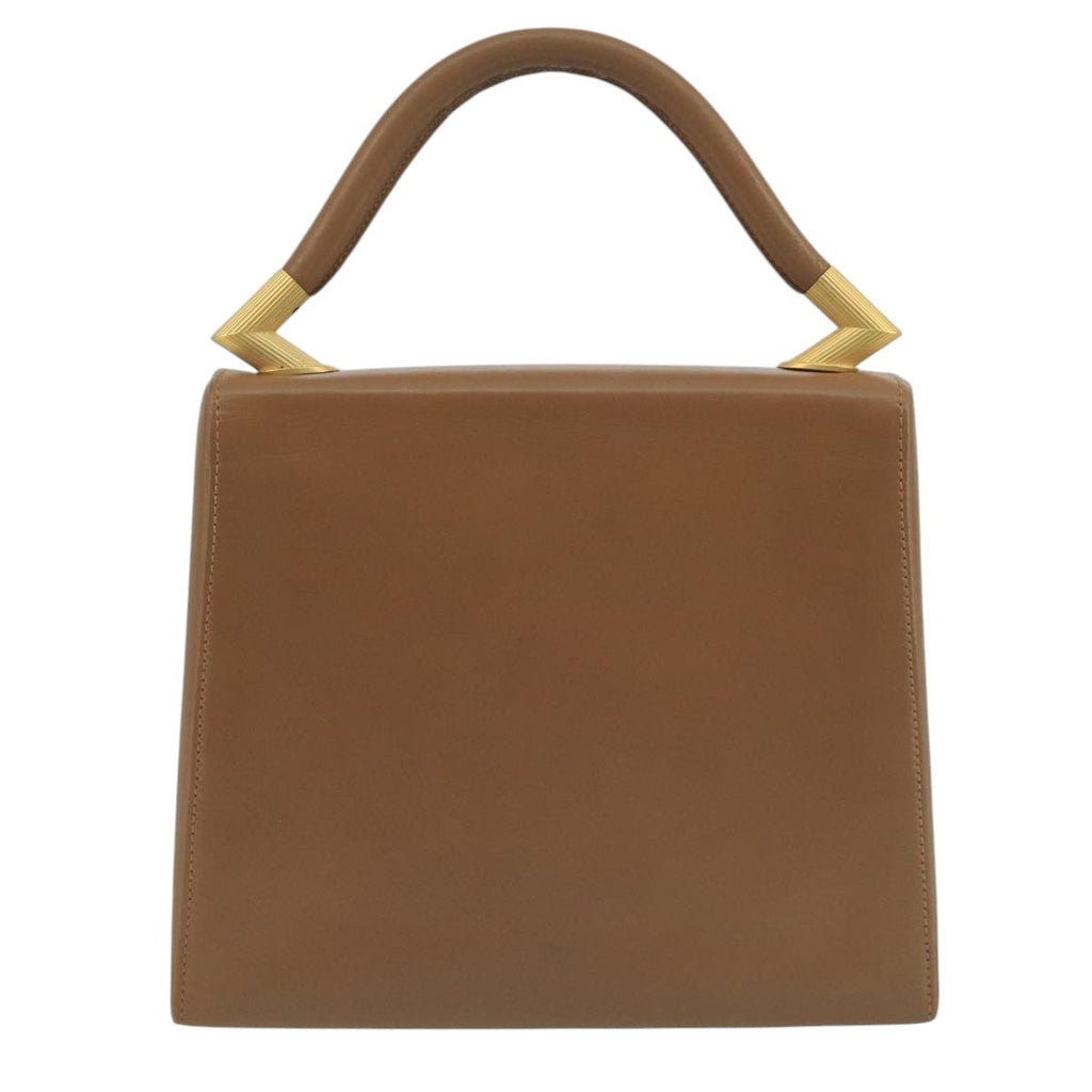 FENDI Hand Bag Leather Beige 111309