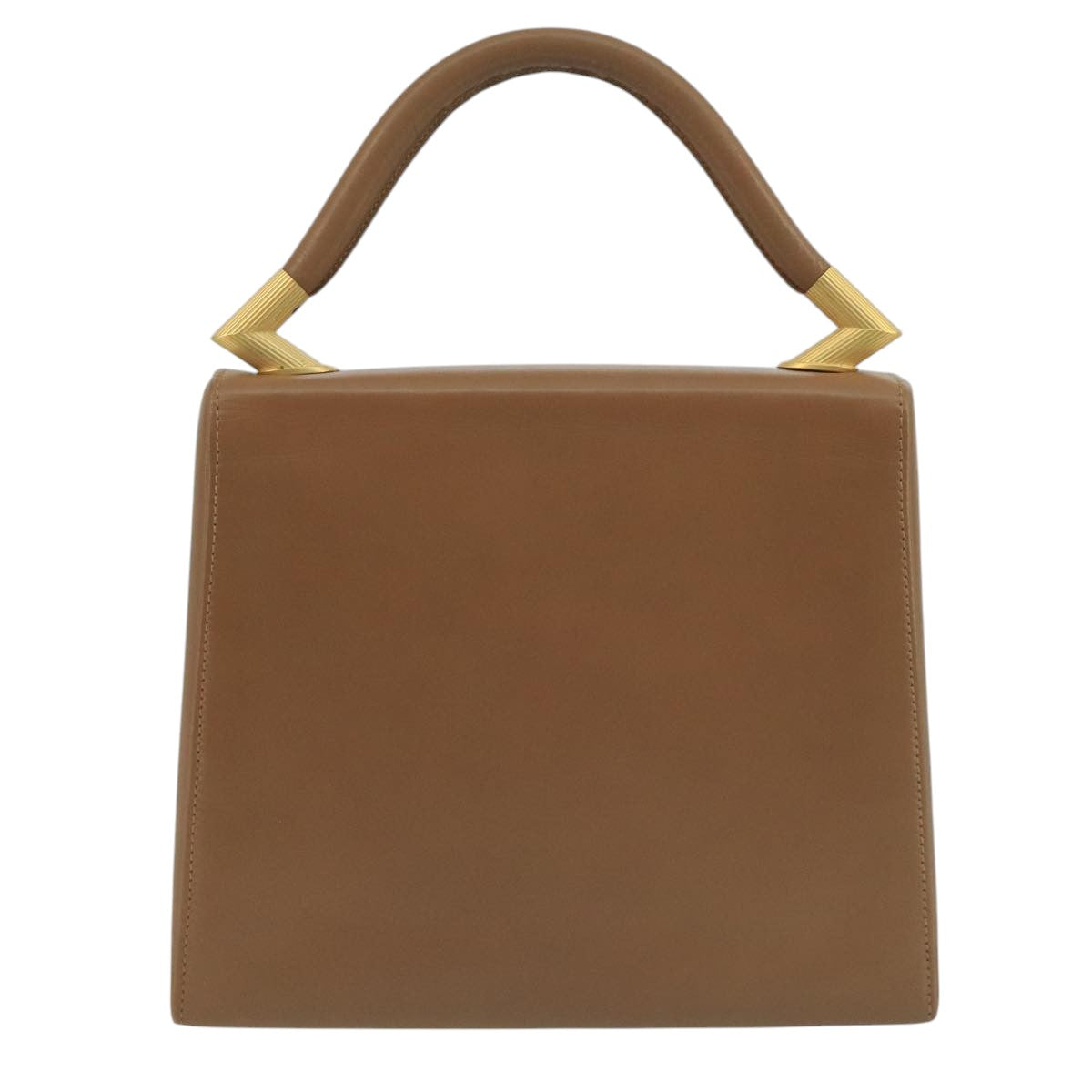 FENDI Hand Bag Leather Beige 111309