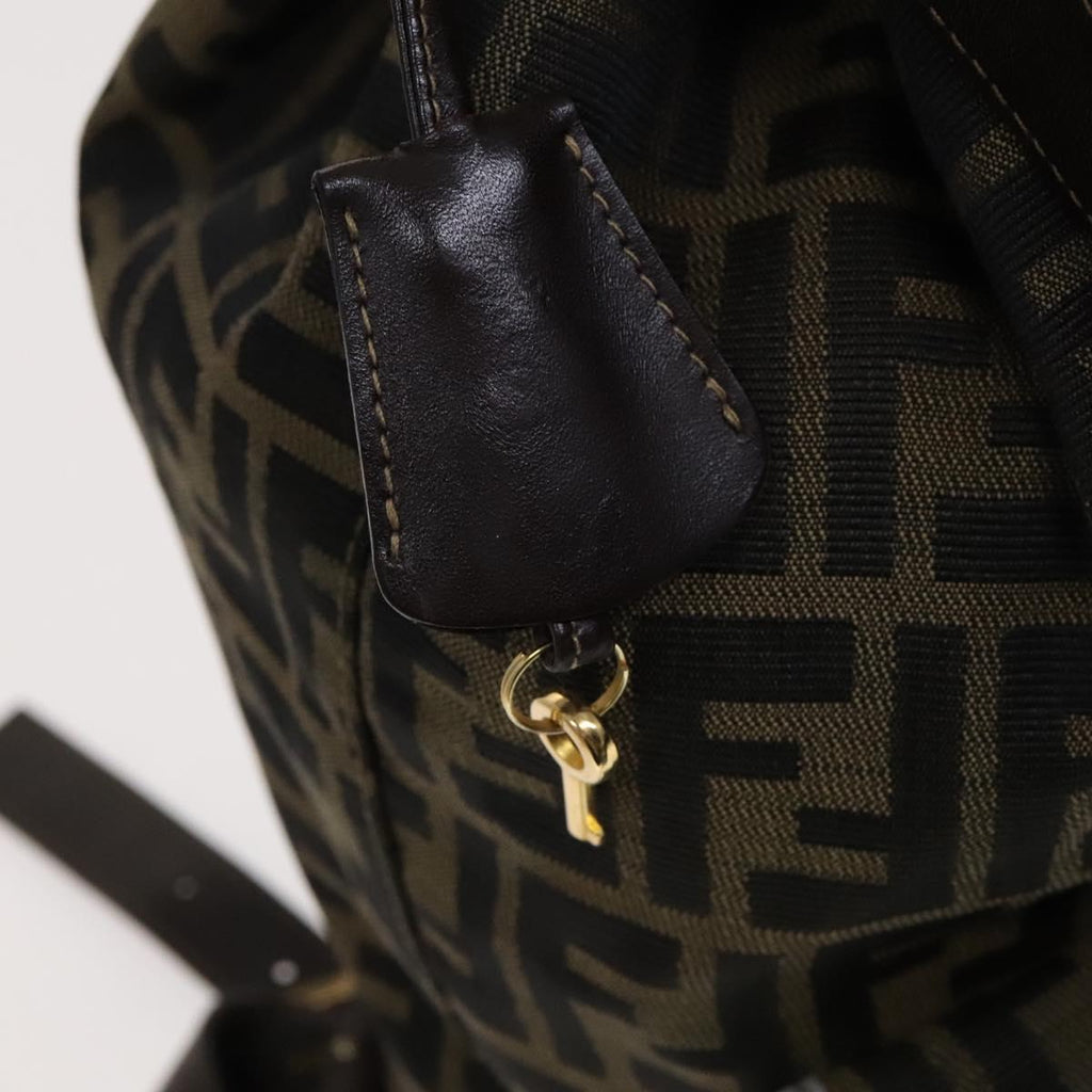 FENDI Zucca Canvas Backpack Brown Black gold 111351