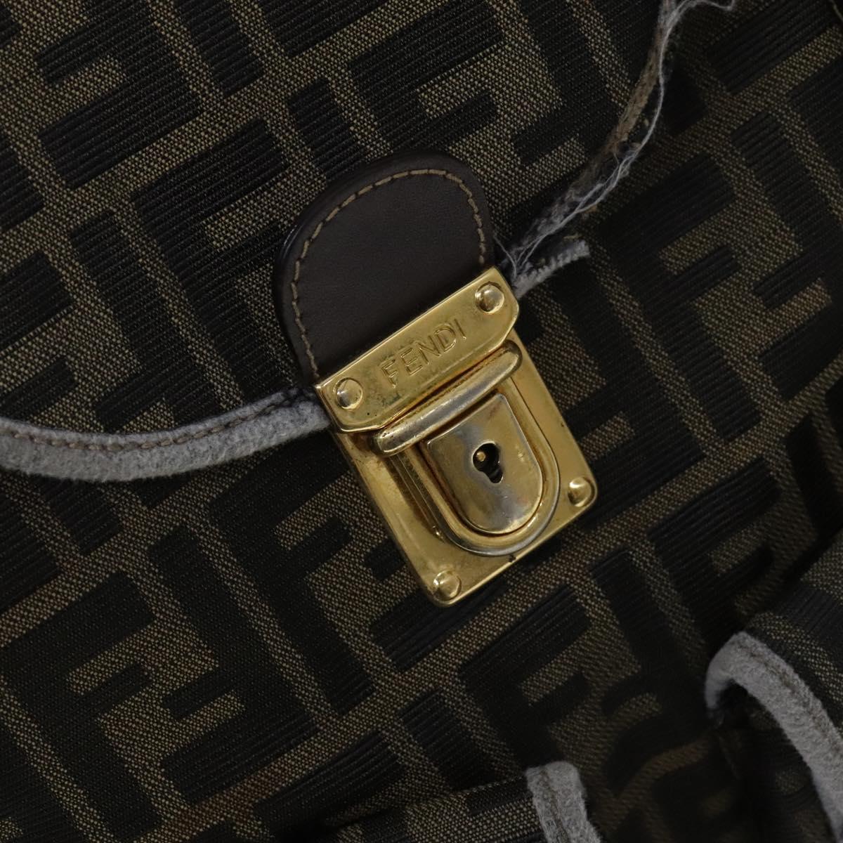 FENDI Zucca Canvas Backpack Brown Black gold 111351