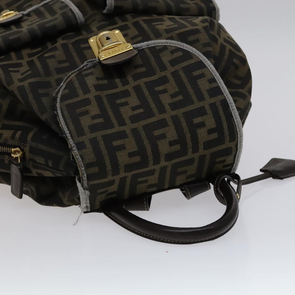 FENDI Zucca Canvas Backpack Brown Black gold 111351
