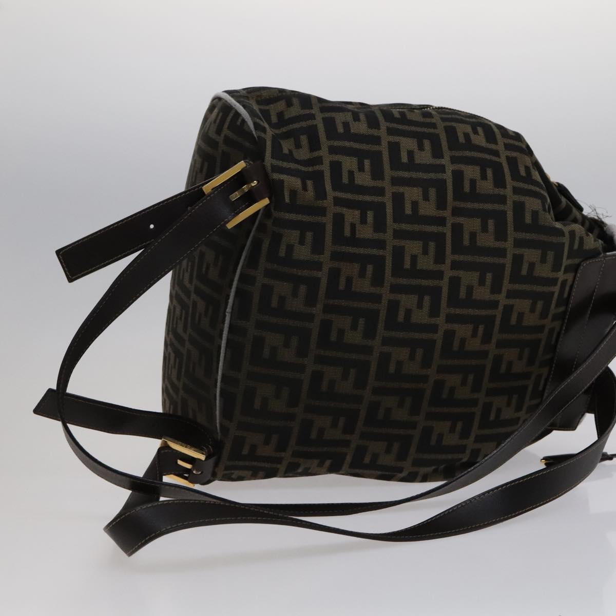 FENDI Zucca Canvas Backpack Brown Black gold 111351