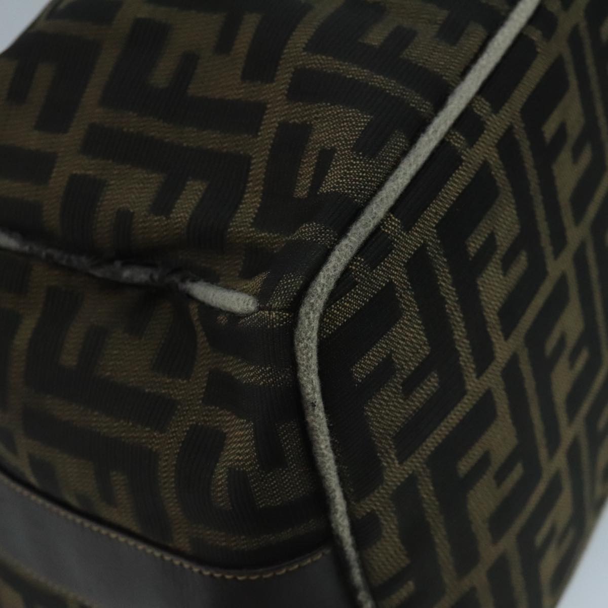 FENDI Zucca Canvas Vanity Pouch Brown Black 111352
