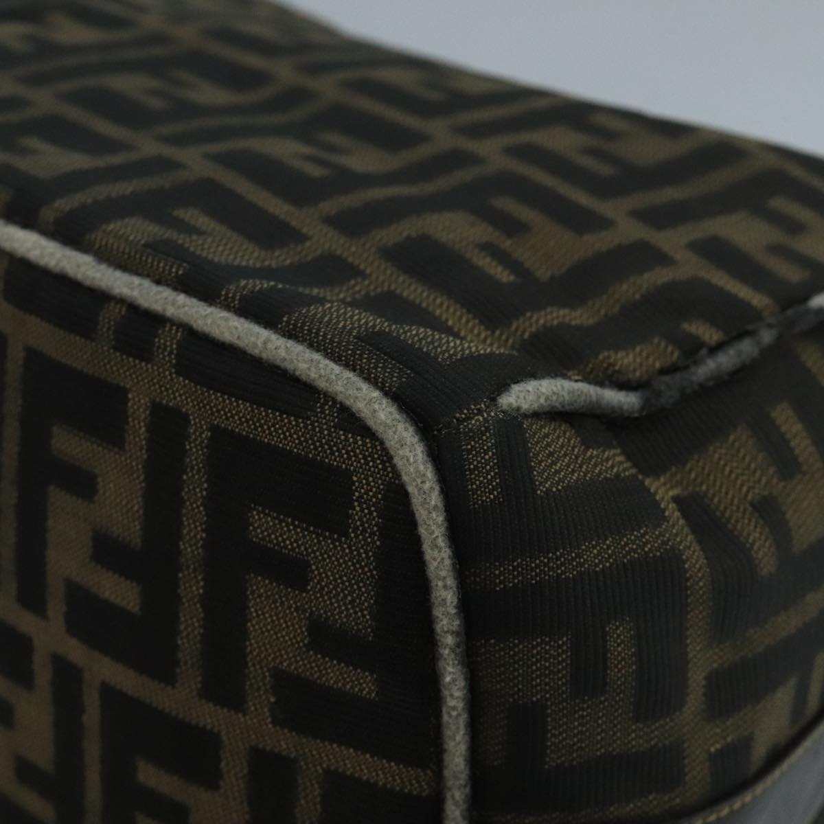 FENDI Zucca Canvas Vanity Pouch Brown Black 111352