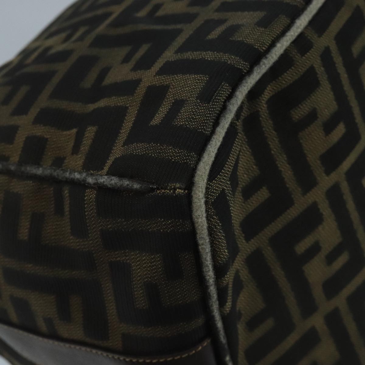 FENDI Zucca Canvas Vanity Pouch Brown Black 111352