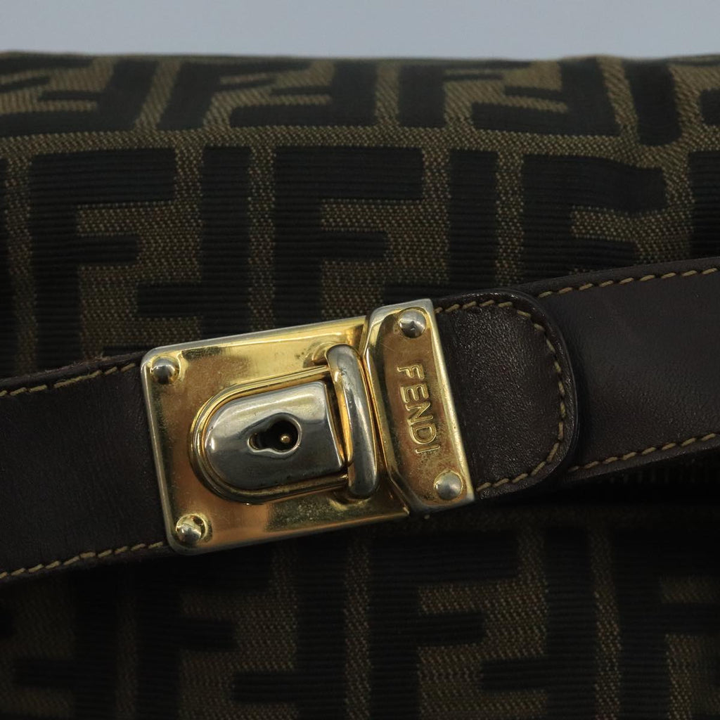 FENDI Zucca Canvas Vanity Pouch Brown Black 111352