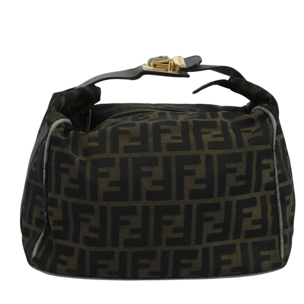 FENDI Zucca Canvas Vanity Pouch Brown Black 111352