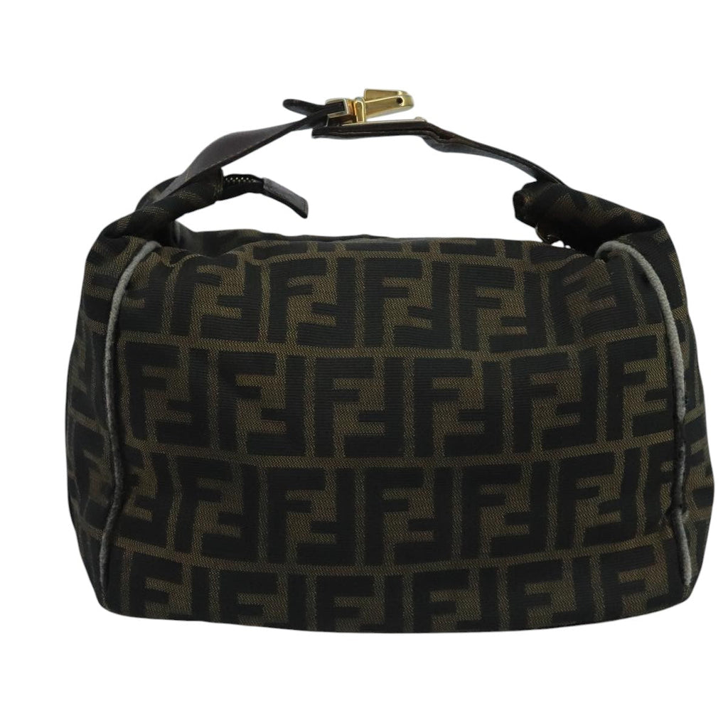 FENDI Zucca Canvas Vanity Pouch Brown Black 111352