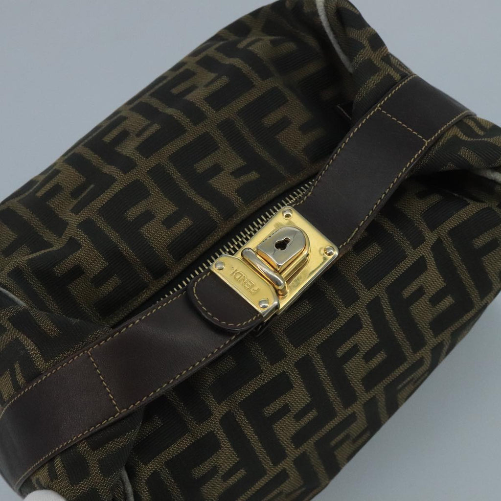 FENDI Zucca Canvas Vanity Pouch Brown Black 111352