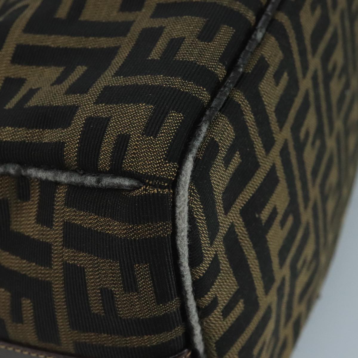 FENDI Zucca Canvas Vanity Pouch Brown Black gold 111462