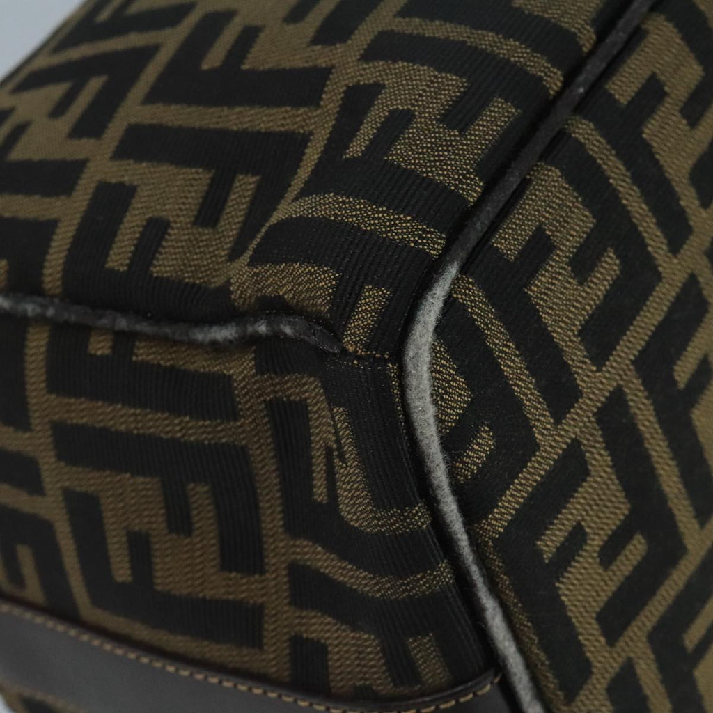 FENDI Zucca Canvas Vanity Pouch Brown Black gold 111462