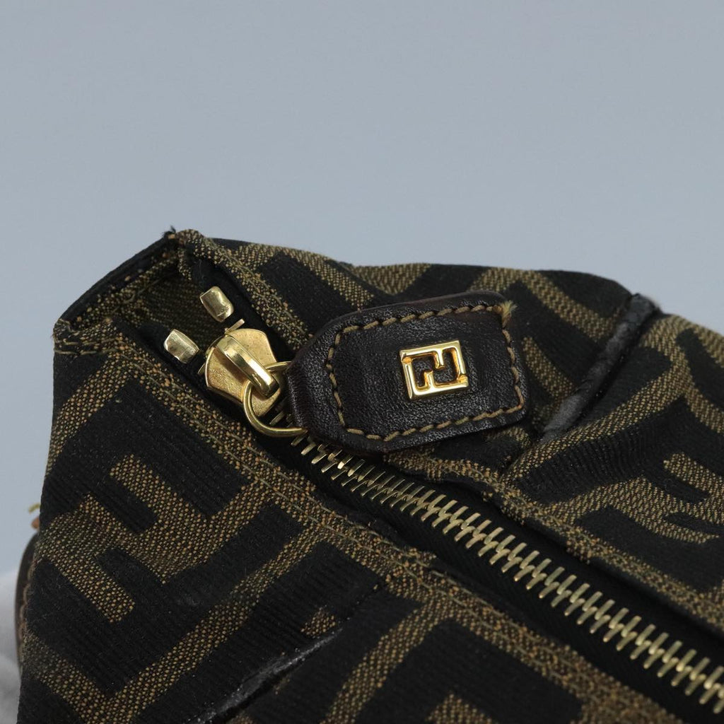 FENDI Zucca Canvas Vanity Pouch Brown Black gold 111462