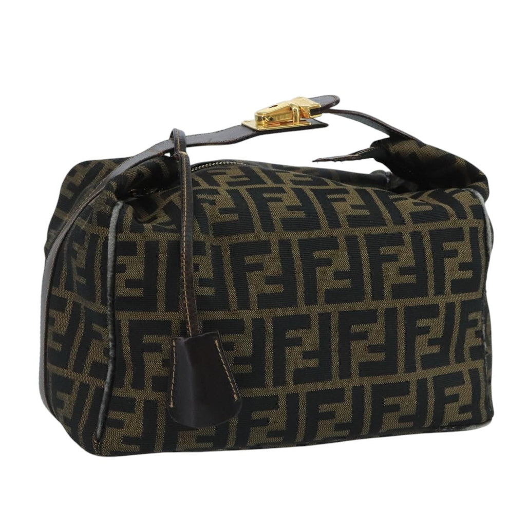 FENDI Zucca Canvas Vanity Pouch Brown Black gold 111462