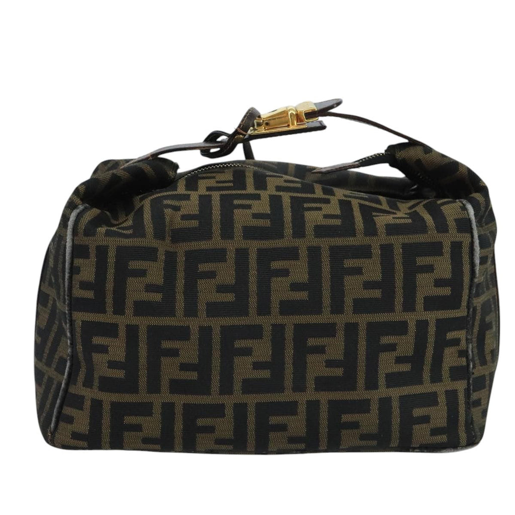 FENDI Zucca Canvas Vanity Pouch Brown Black gold 111462