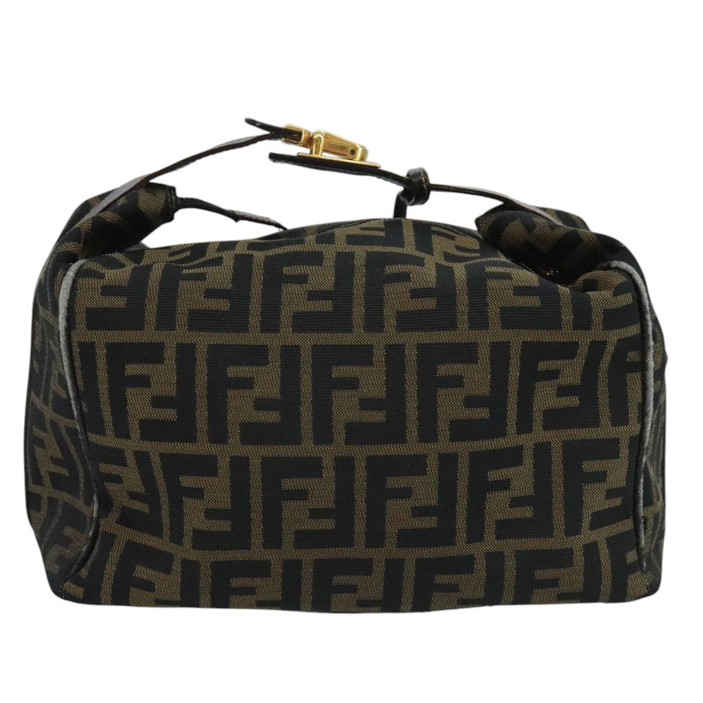FENDI Zucca Canvas Vanity Pouch Brown Black gold 111462