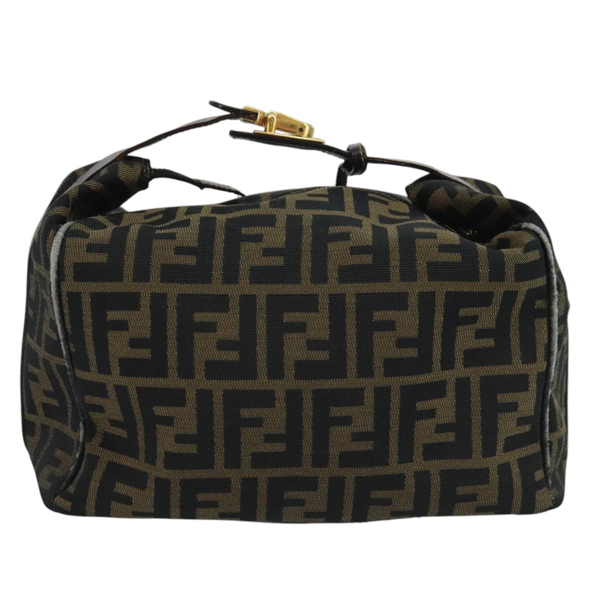 FENDI Zucca Canvas Vanity Pouch Brown Black gold 111462
