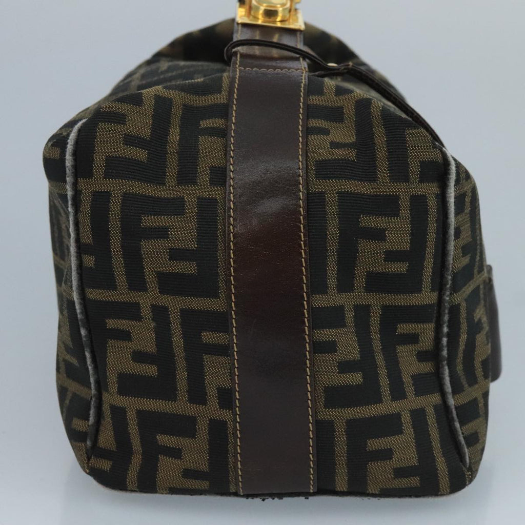 FENDI Zucca Canvas Vanity Pouch Brown Black gold 111462